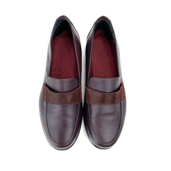 Munro American Geena Women Loafer Size 8 Wine/Red Leather Moc-Toe Low Block Heel - Picture 4 of 16